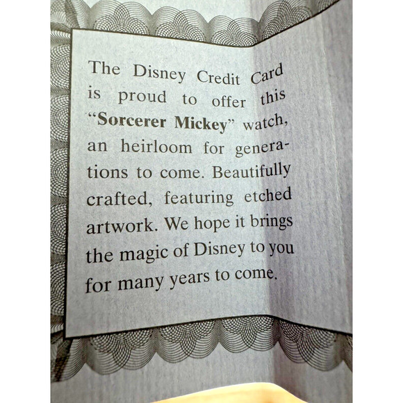 Disney Sorcerer Mickey Watch 1990's Credit Card Exclusive 5000 Made COA - Picture 11 of 11